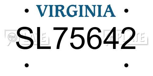 SL75642 Virginia License Plate