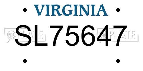 SL75647 Virginia License Plate