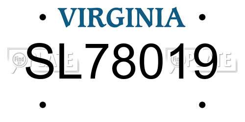SL78019 Virginia License Plate