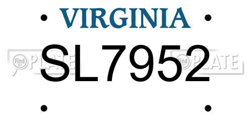 SL7952 Virginia License Plate