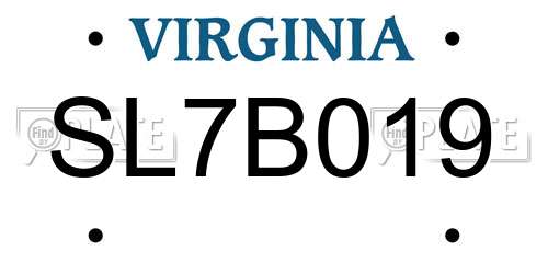 SL7B019 Virginia License Plate