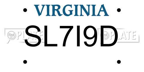 SL7I9D Virginia License Plate