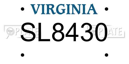SL8430 Virginia License Plate