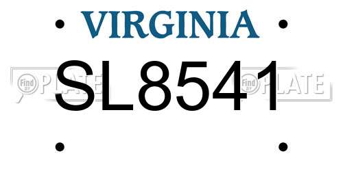 SL8541 Virginia License Plate