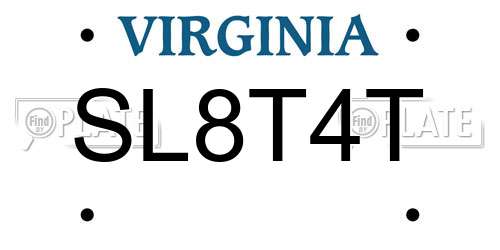 SL8T4T Virginia License Plate