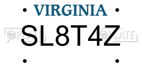 SL8T4Z Virginia License Plate