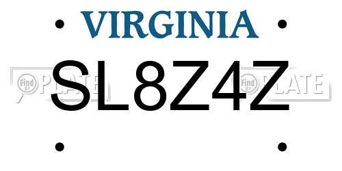 SL8Z4Z Virginia License Plate