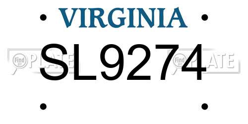 SL9274 Virginia License Plate