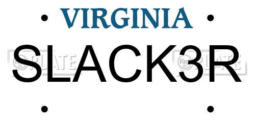SLACK3R Virginia License Plate