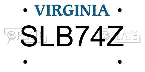 SLB74Z Virginia License Plate