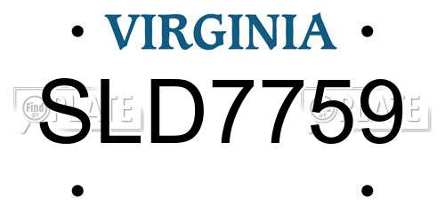 SLD7759 Virginia License Plate
