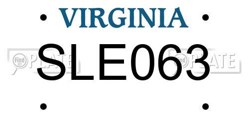 SLE063 Virginia License Plate