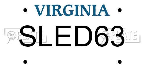 SLED63 Virginia License Plate