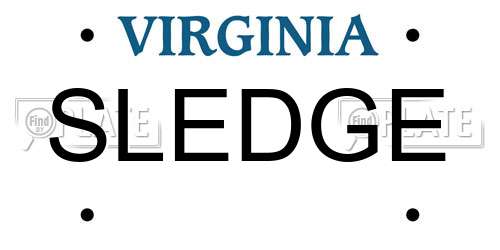 SLEDGE Virginia License Plate