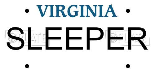 SLEEPER Virginia License Plate