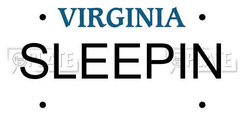 SLEEPIN Virginia License Plate