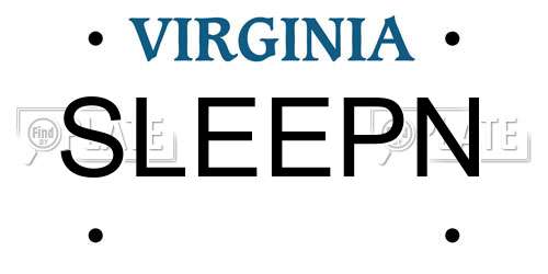 SLEEPN Virginia License Plate