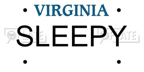 SLEEPY Virginia License Plate
