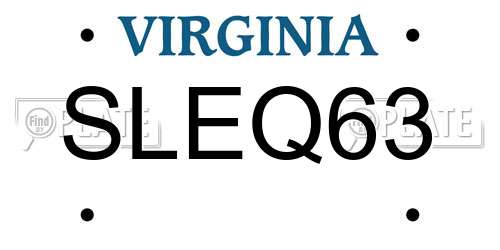 SLEQ63 Virginia License Plate