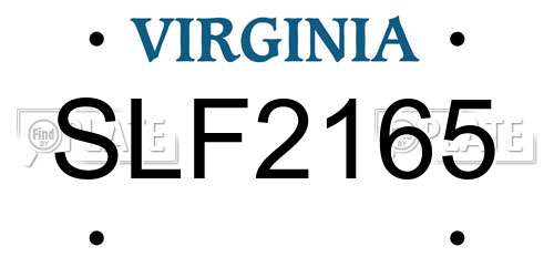 SLF2165 Virginia License Plate