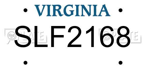 SLF2168 Virginia License Plate