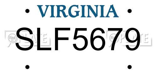 SLF5679 Virginia License Plate