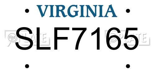 SLF7165 Virginia License Plate