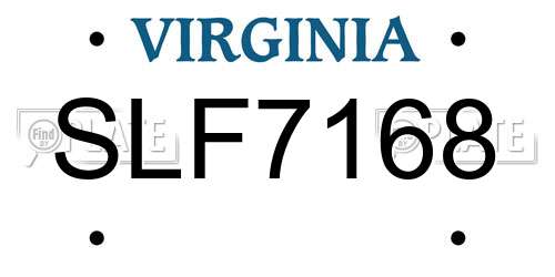 SLF7168 Virginia License Plate