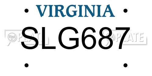 SLG687 Virginia License Plate