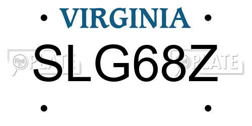 SLG68Z Virginia License Plate