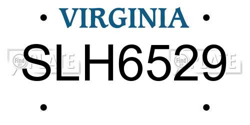 SLH6529 Virginia License Plate