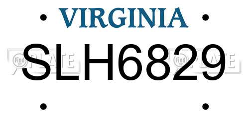 SLH6829 Virginia License Plate