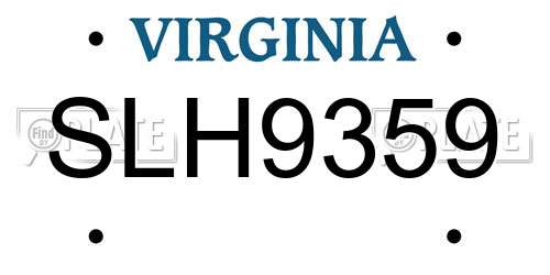 SLH9359 Virginia License Plate