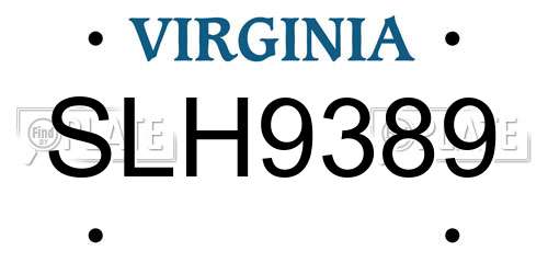 SLH9389 Virginia License Plate