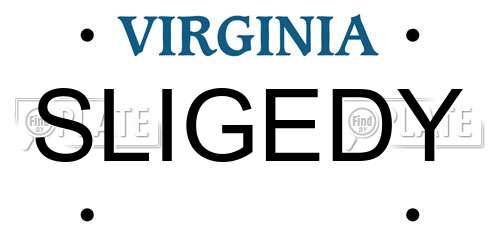 SLIGEDY Virginia License Plate