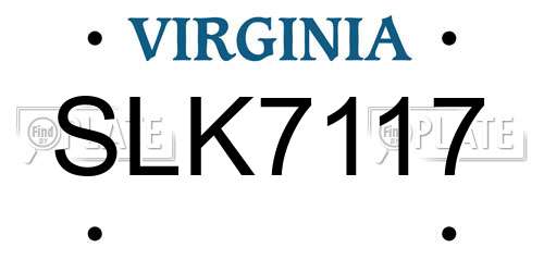 SLK7117 Virginia License Plate