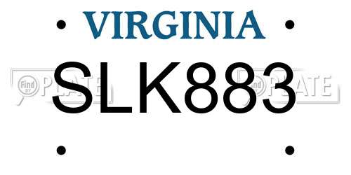SLK883 Virginia License Plate