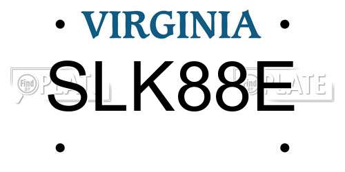 SLK88E Virginia License Plate