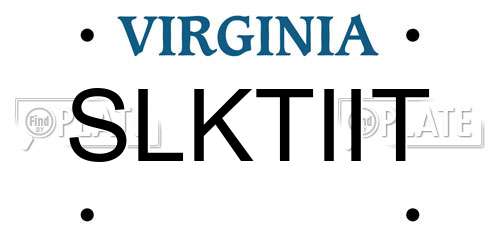 SLKTIIT Virginia License Plate