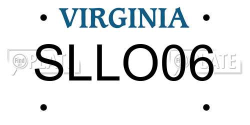 SLLO06 Virginia License Plate
