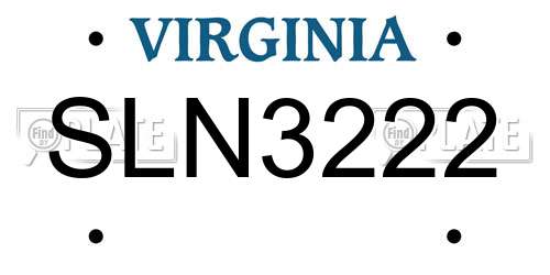 SLN3222 Virginia License Plate