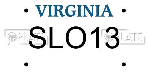 SLO13 Virginia License Plate