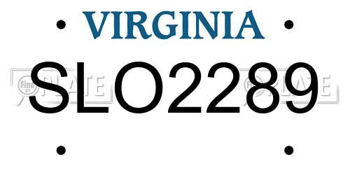 SLO2289 Virginia License Plate