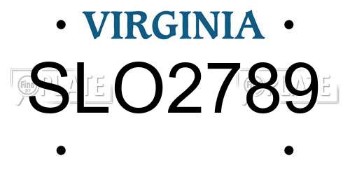 SLO2789 Virginia License Plate