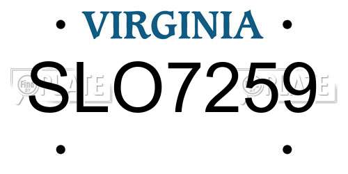 SLO7259 Virginia License Plate