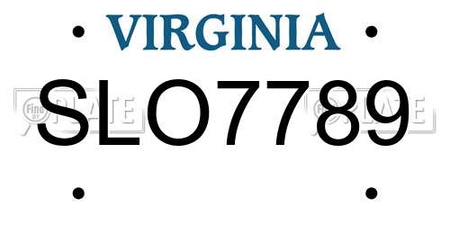 SLO7789 Virginia License Plate