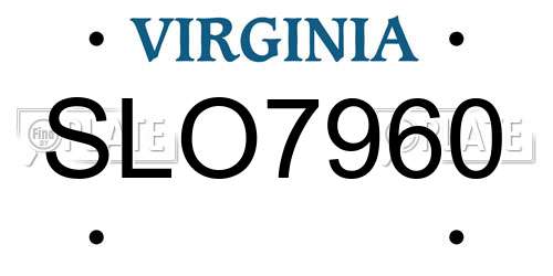 SLO7960 Virginia License Plate
