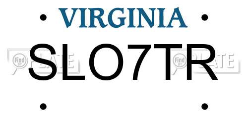 SLO7TR Virginia License Plate