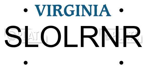 SLOLRNR Virginia License Plate