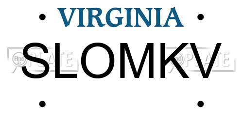 SLOMKV Virginia License Plate